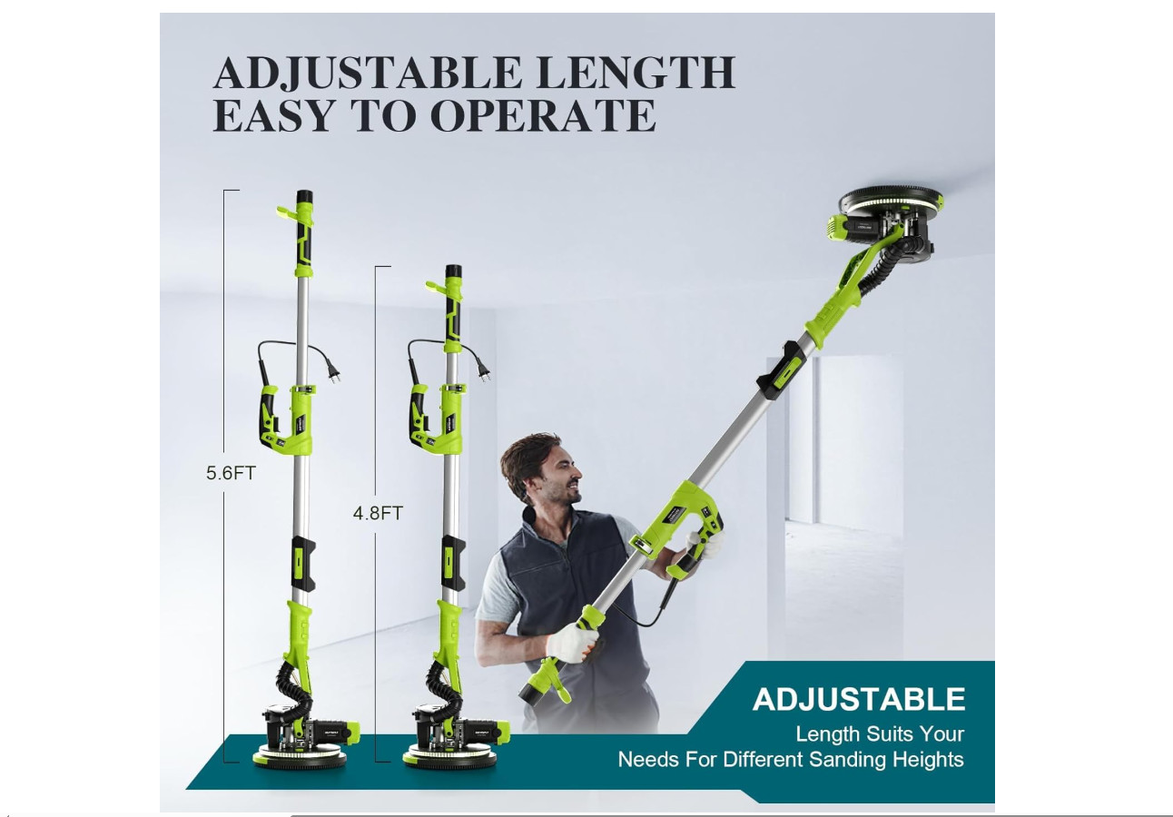 Drywall Sander, W Popcorn Ceiling Removal Tool, Automatic Drywall Sander