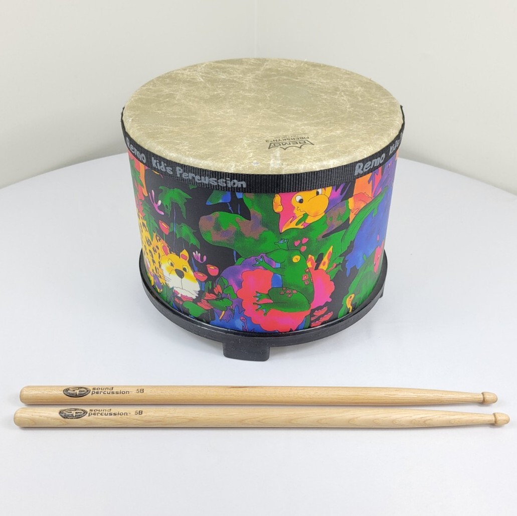 Remo Kids Percussuon Rain Forest Floor Tom Drum 10” With Drumsticks