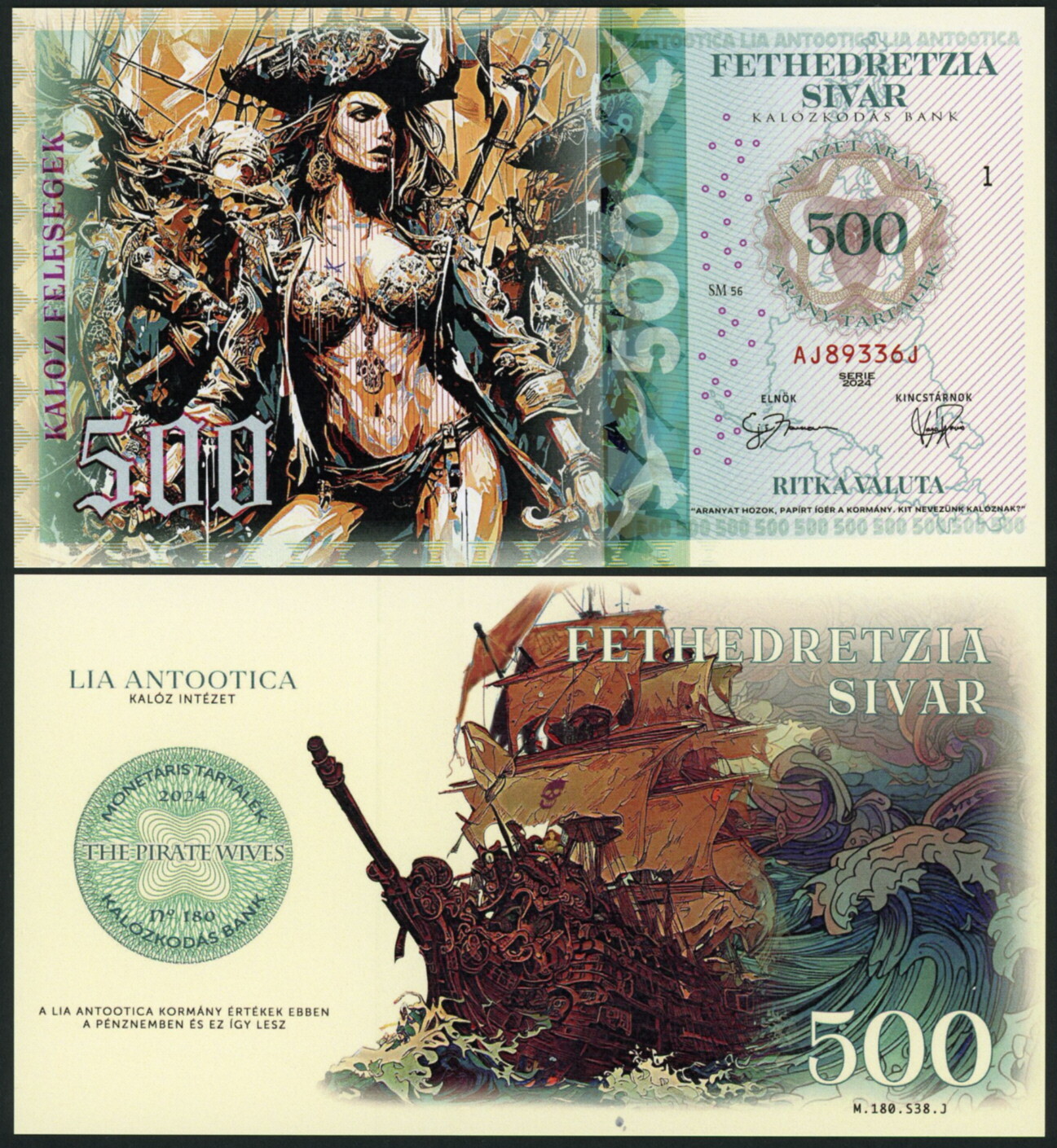 LIA ANTOOTICA 500 SIVAR POLYMER FANTASY ART NOTE BY MUJAND PIRATE WIVES!