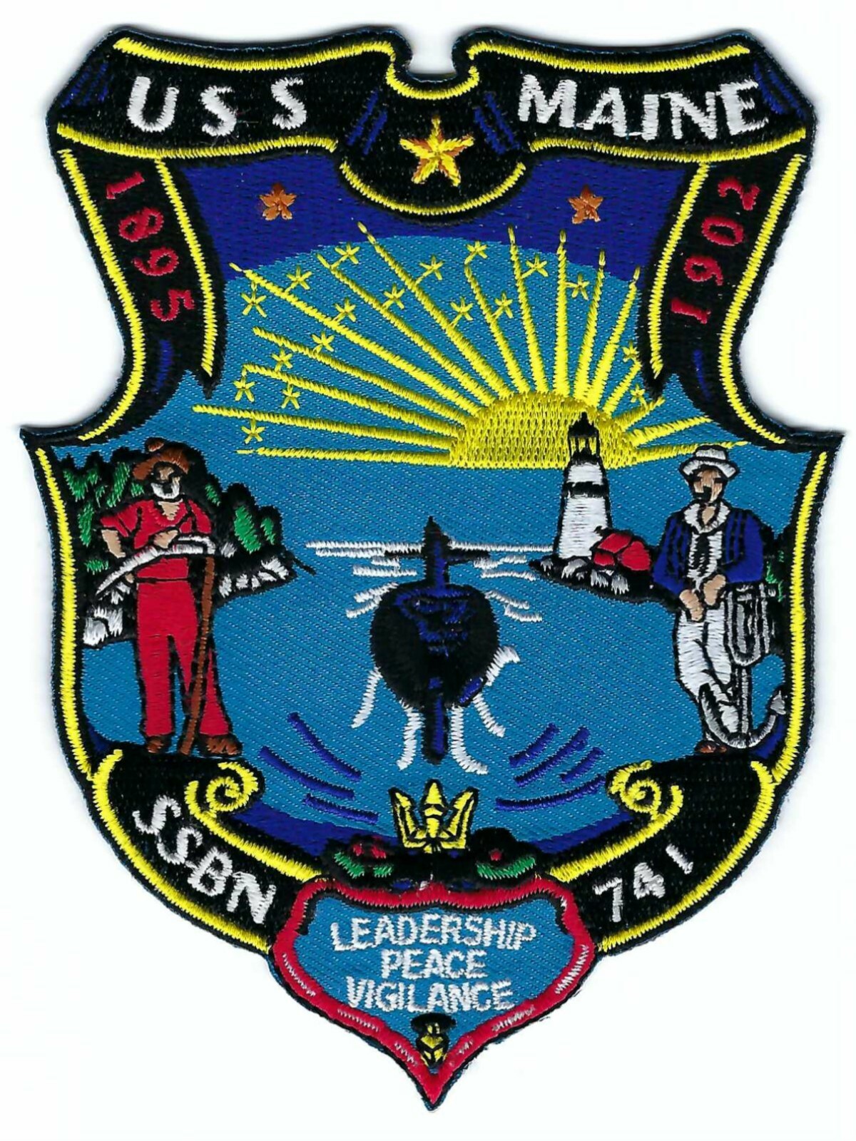 USS Maine SSBN 741 - BC Patch - US Navy Submarine - Cat No. B438
