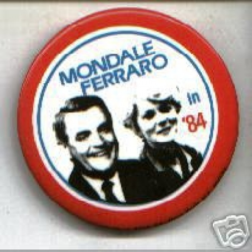 MONDALE FERRARO photo pin 1984 Campaign pinback Feminist 1st Woman VP Candidate
