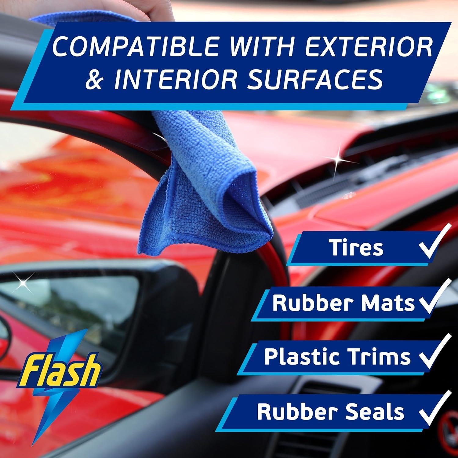 FLASH Trim & Rubber Care Dashboard Bumper Protector & Cleaner Spray 6x500ml