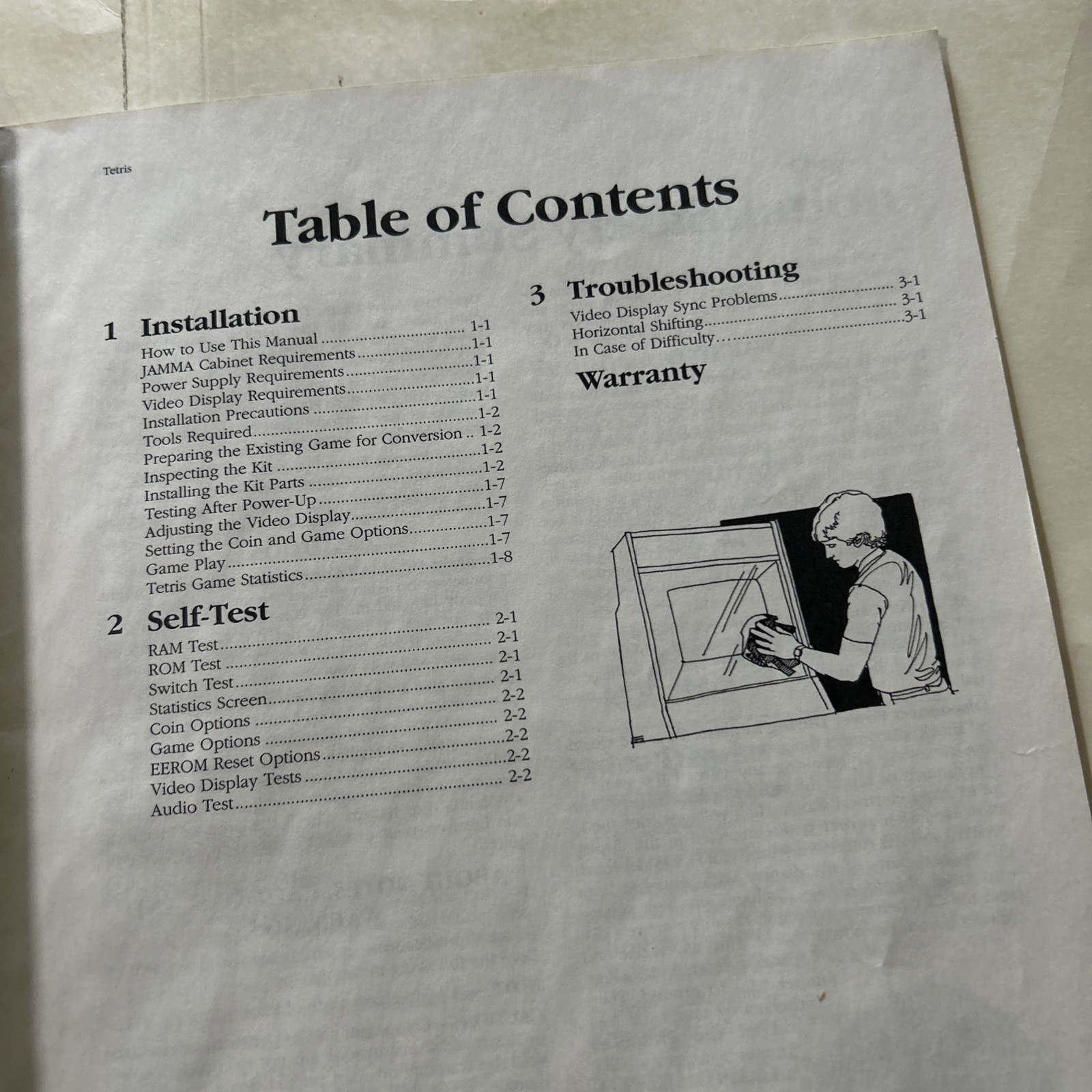 original Atari Tetris With Corrections Sheet arcade Video game manual