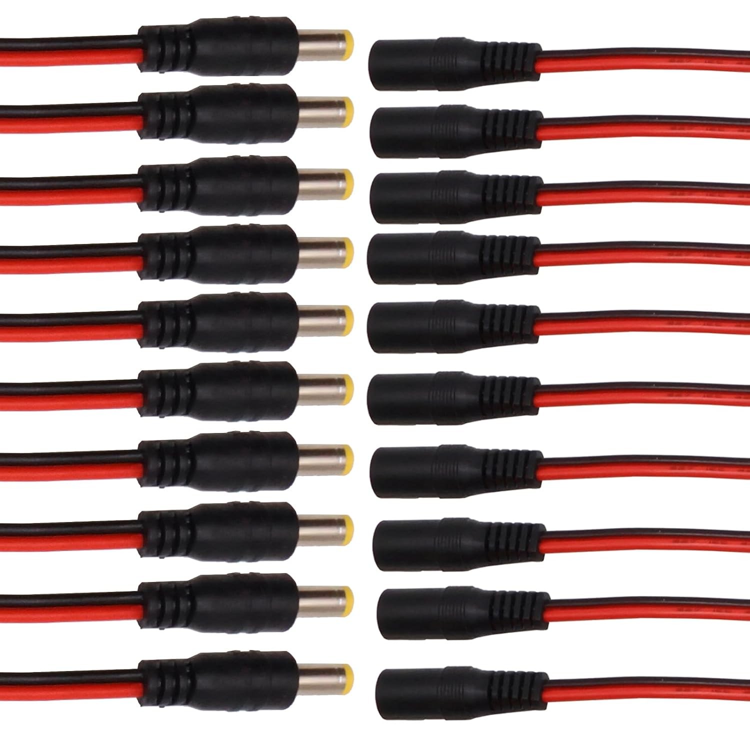 10Pairs DC Power Cable 12V 5A Plugs Male and Female Jack Barrel 10pairs
