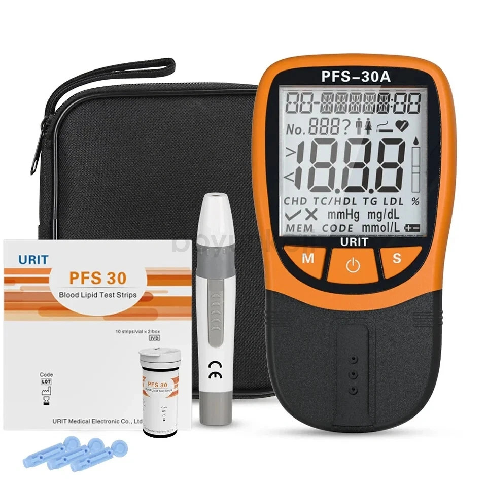 Cholesterol, triglyceride, five-item blood lipid analyzer kit (30 test strips)