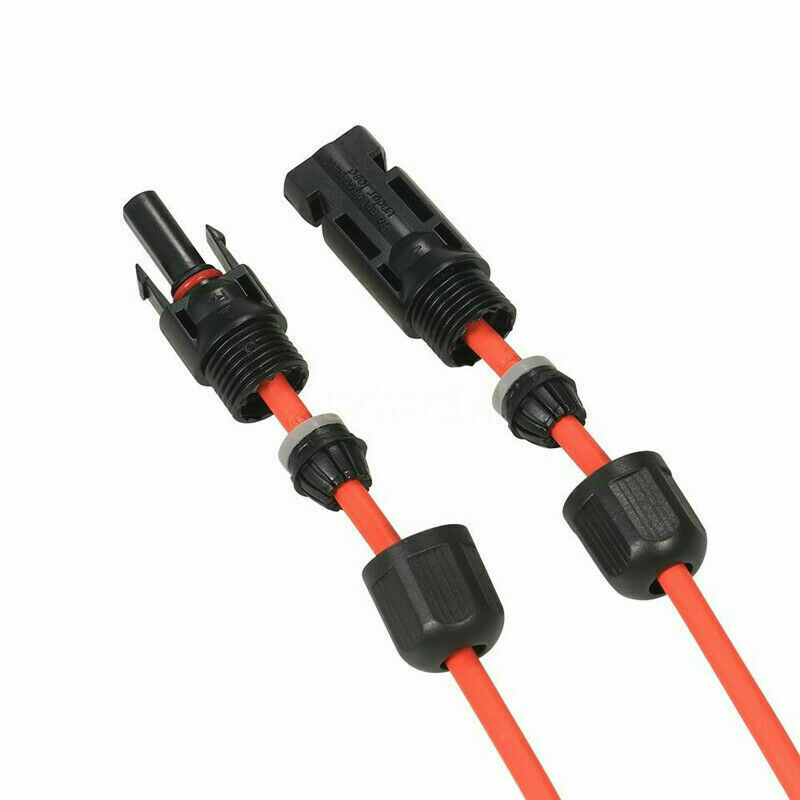 Black+Red 10 AWG Solar Panel Extension Cable Silicone Flexible Wire Connectors
