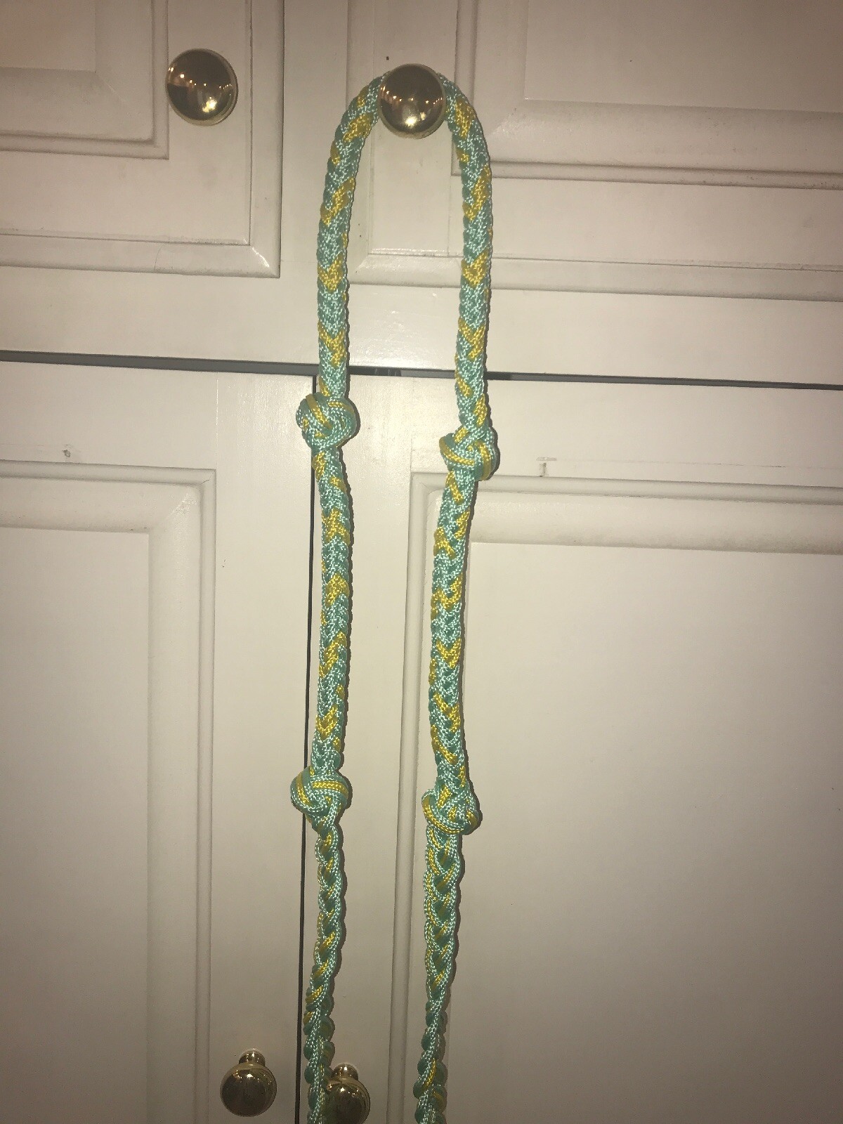 New Braided Paracord Knotted Reins Sea Foam Green & Yellow 8 Ft Long