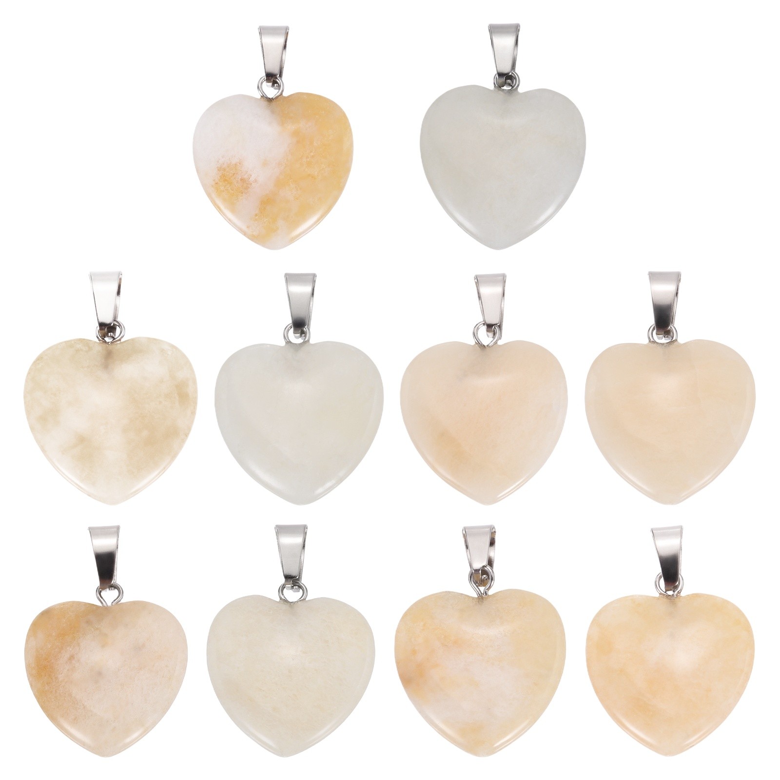 10 Pcs Heart Stone Pendants, 20mm Love Heart Pendants Yellow Love Charm