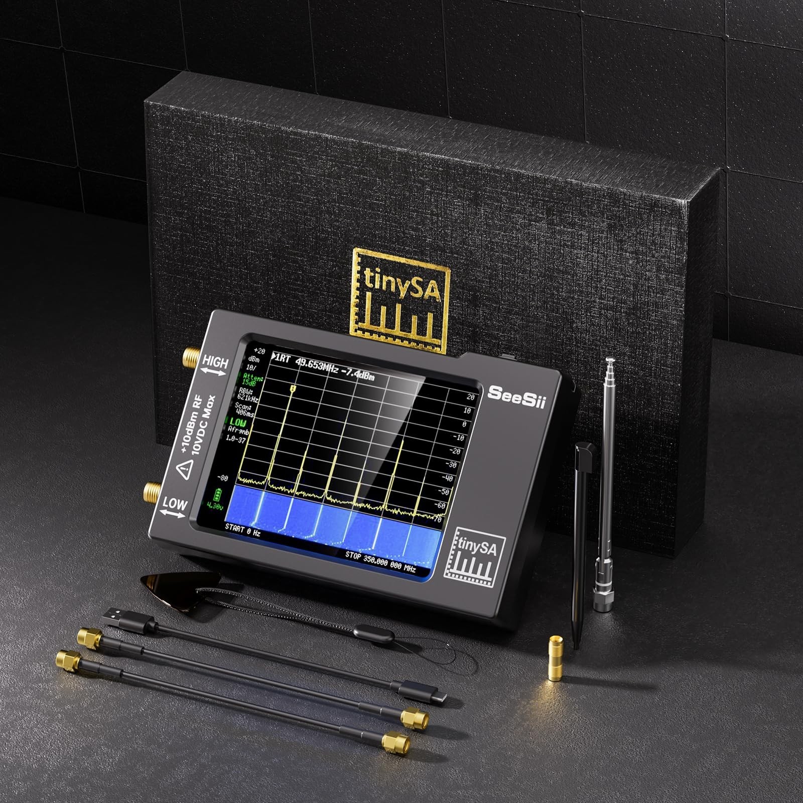 Portable TinySA Spectrum Analyzer,SEESII Upgraded V0.3.1 Handheld Tiny Freque...