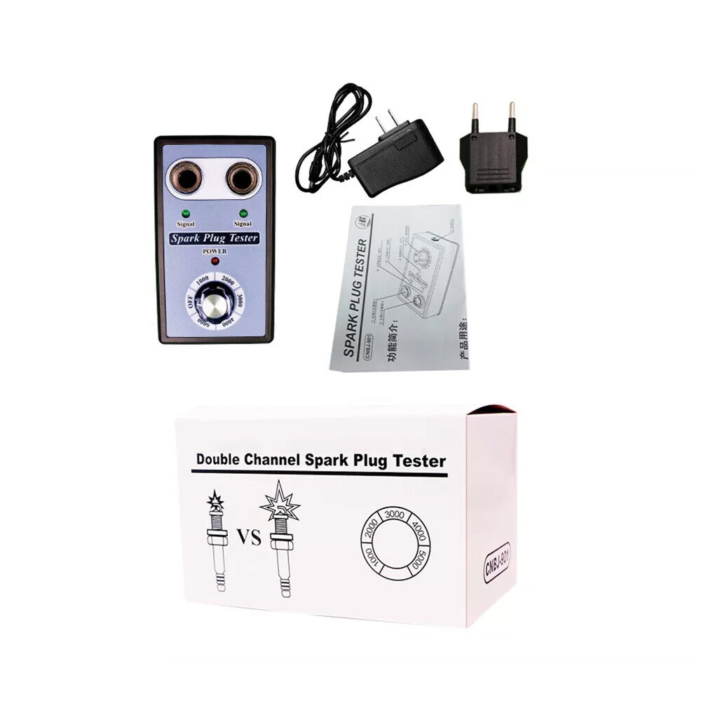 12V Spark Plug Tester Dual Hole Diagnostic Tool Gasoline Car Ignition Analyzer