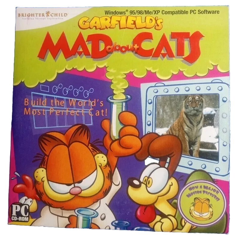 Garfield's: Mad About Cats (Ages 6+) (PC-CD, 2005) for Windows CD in SLEEVE