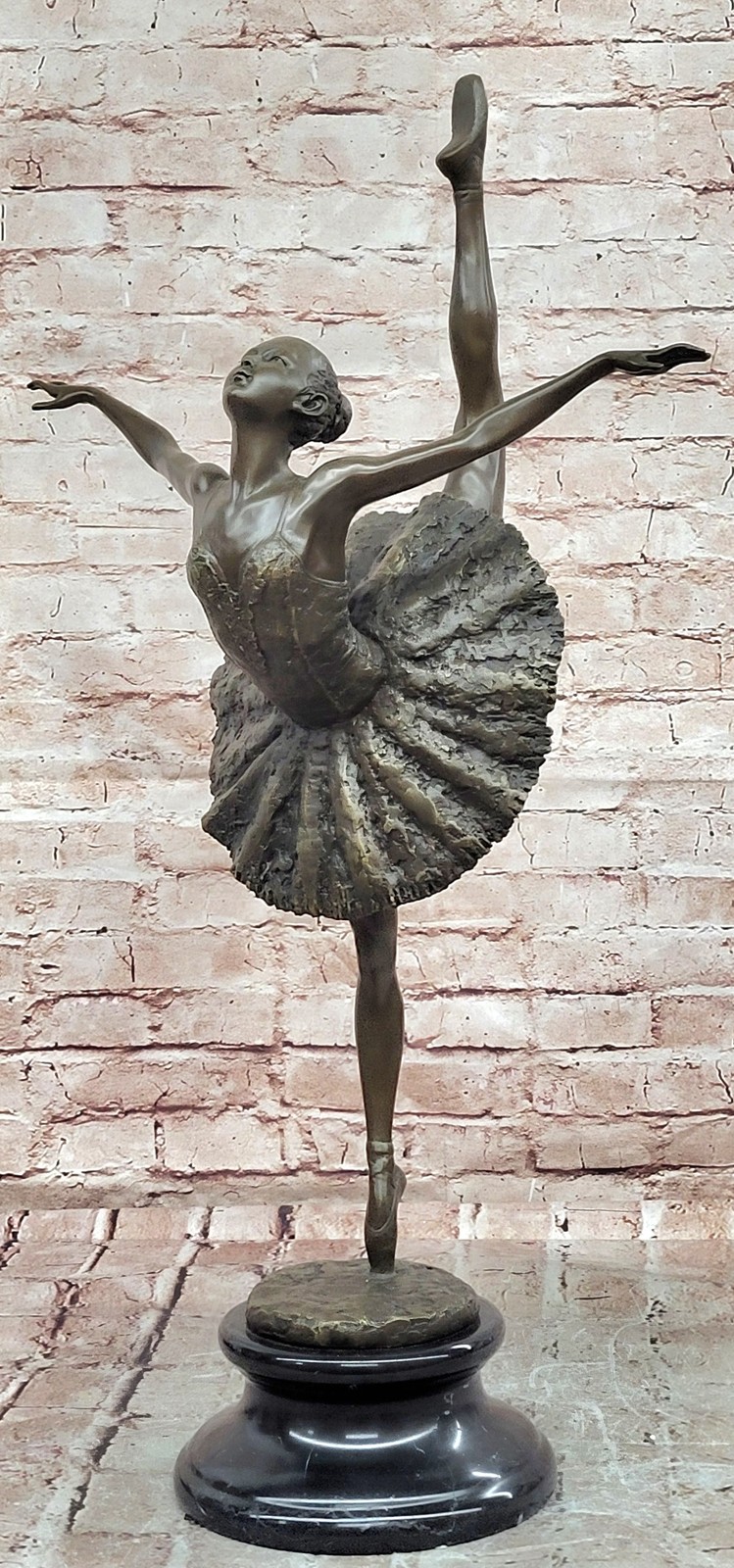 "Milo" Signiert Bronze Figur Skulptur Marmorsockel Ballerina Tänzerin 66h cm