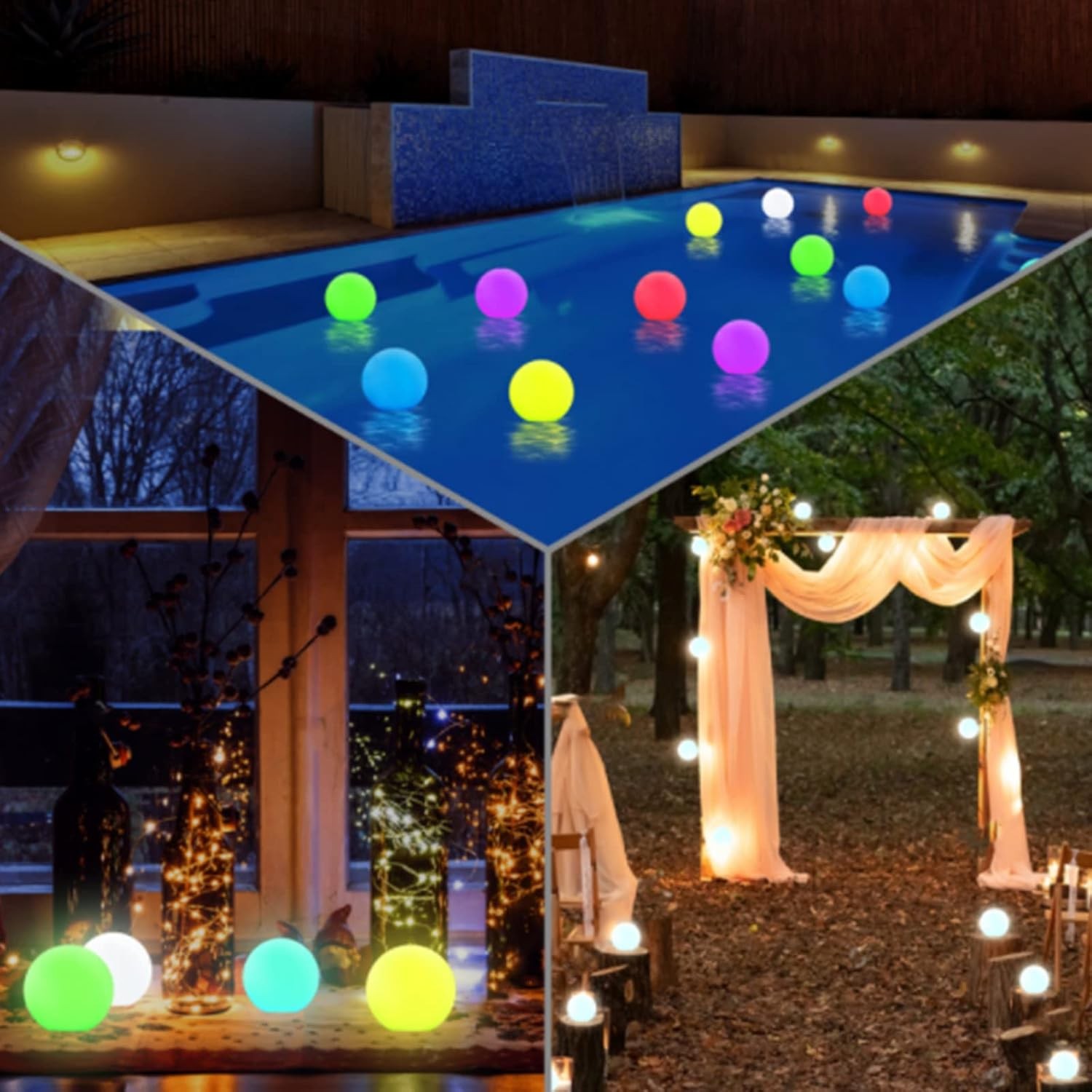 Borelor Floating Pool Lights,3-Inch USB Rechargeable & Remote 3Inch, White