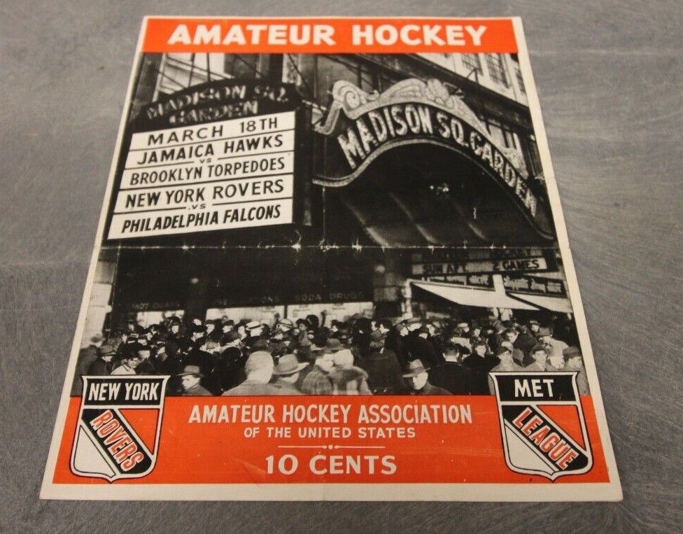 1945 AHA PROGRAM MAGAZINE HOCKEY RARE NEW YORK VS PHILLY / JAMAICA VS BROOKLYN