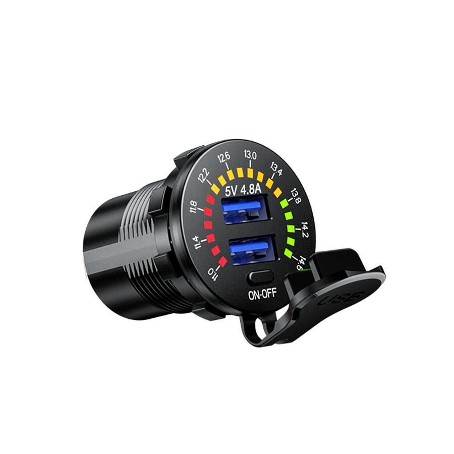 Dual USB Car Cigarette Lighter Socket Phone Charger Power Outlet W/LED Voltmeter