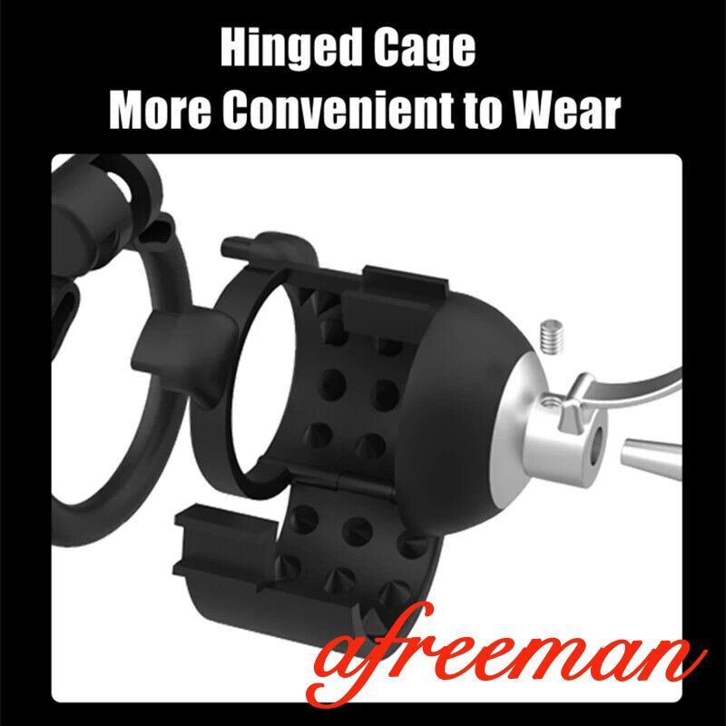 2023 NEW Bionic Design Hinged Cage Male Chastity Device Metal 2 Types Rings
