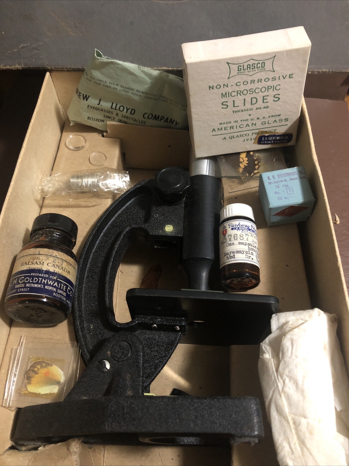 Stunning Antique Testa Microscope With All The Accessories In Original Box