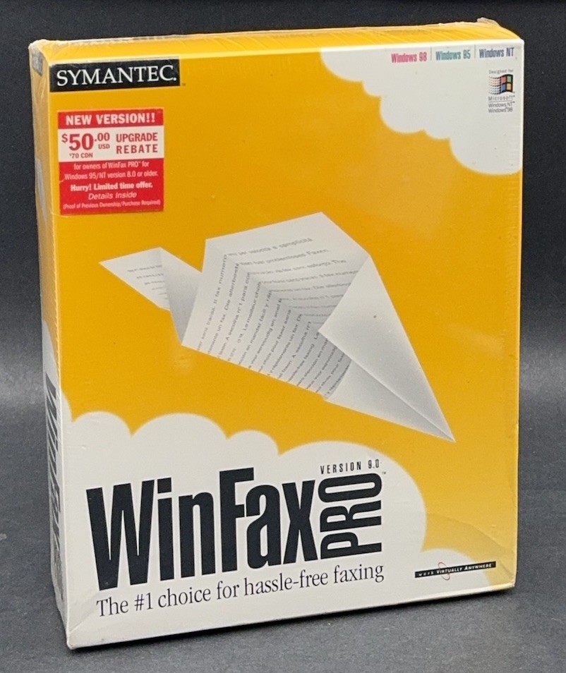 Symantec WinFax Pro Version 9.0 BRAND NEW FACTORY SEALED vintage Windows PC