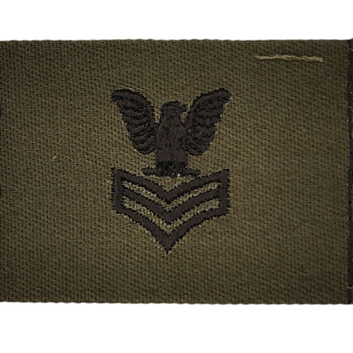 US Navy PO1 E‑6 Subdued OD Rating Device Patch 2‑3/8" × 1‑3/4" Sew‑On Right Face