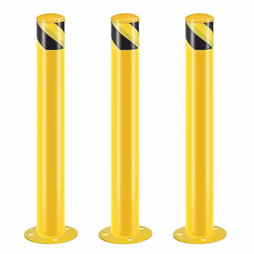 36 In. H X 3.5 In. D Yellow Steel Safety Bollard Post for Traffic-Sensitive Area