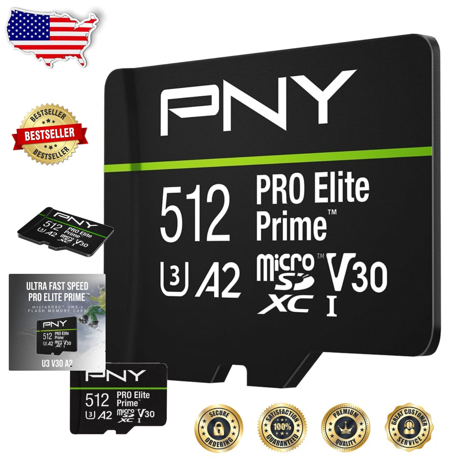 PRO Elite Prime 512GB microSDXC - 200MB/s Read, 150MB/s Write, Durable