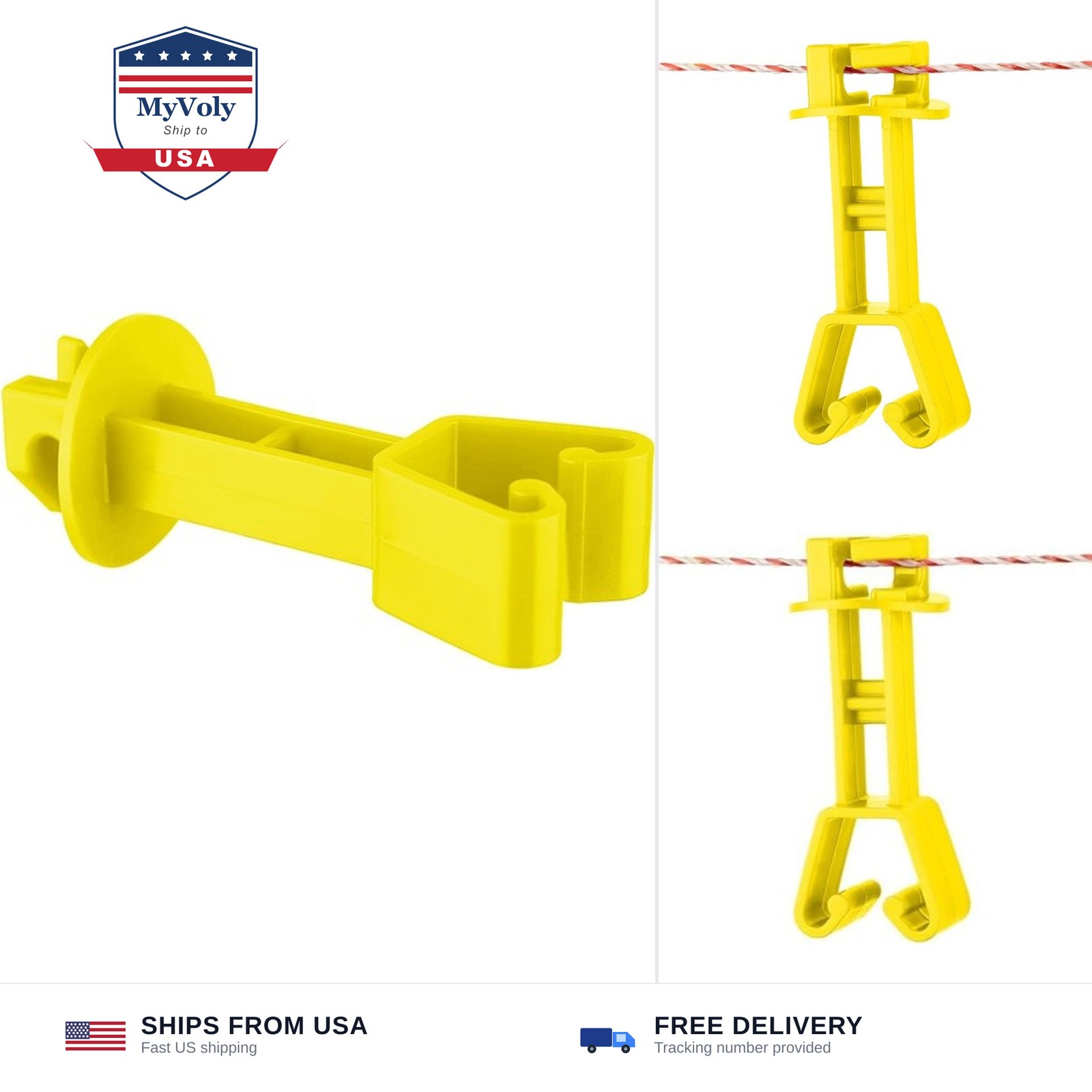 25-Pack Electric Fence Chain Link Extended Insulators, Yellow | Secure Offset...