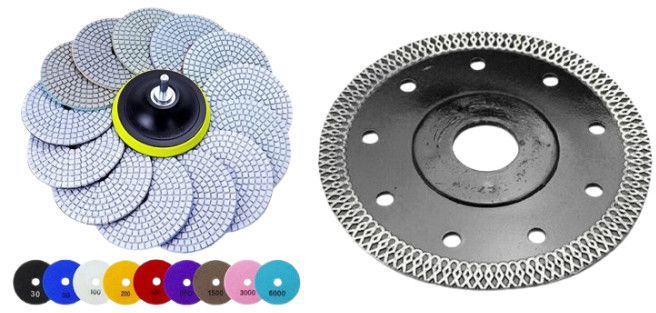 4" Diamond Polishing Pads Kit + Blade Pad Holder Drill Adapter Set