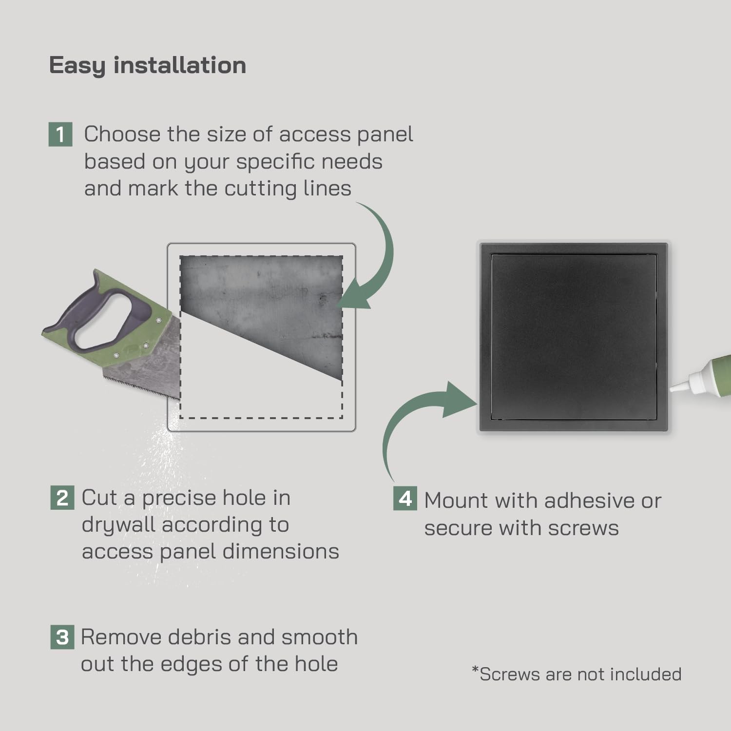 Vent Systems 12'' x 12'' Inch Anthracite Metal Access Panel with Click Functi...
