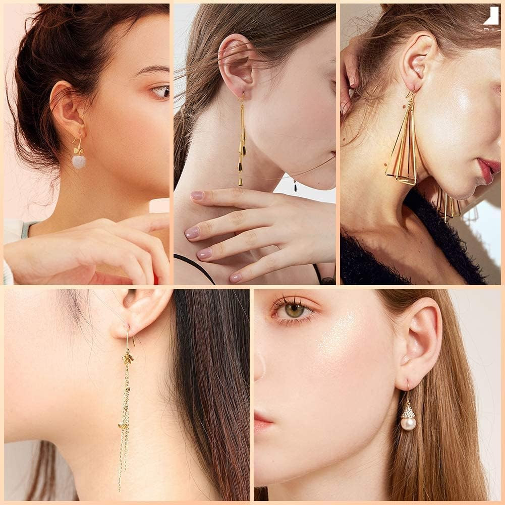 14K Gold Earring Hooks Real Hypoallergenic 100Pcs Ball Dot Ear Wires + Fish Hook