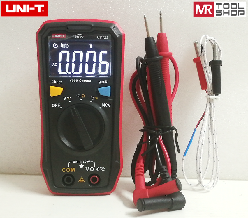 Uni-T UT123 Mini Digital multimeter AC Voltmeter Ohmmeter Temp NCV Tester EBTN
