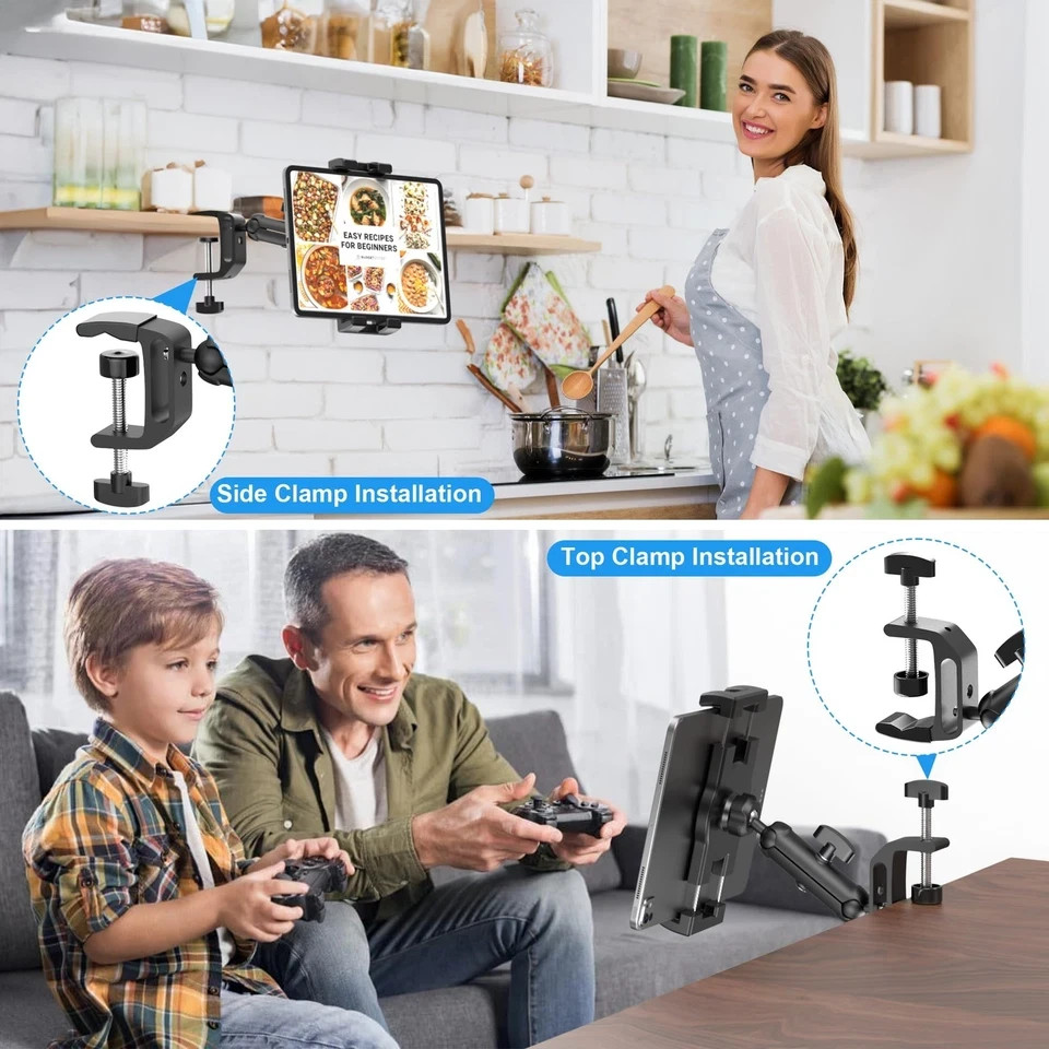 TeQable iPad Under Cabinet Mount, Kitchen Tablet Mount Holder, compact, Black