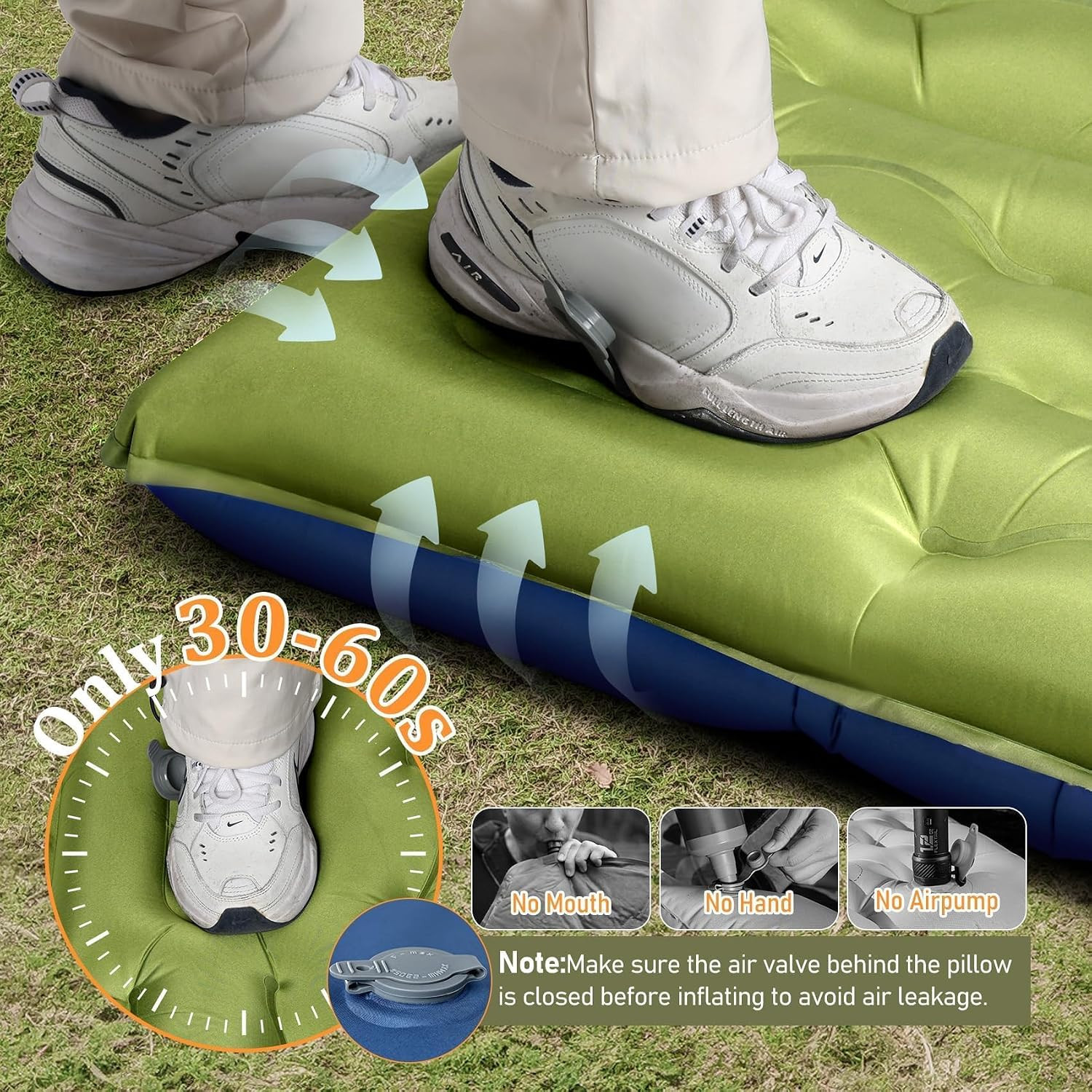 6 Inch Thick Camping Sleeping Pad Extra Wide Inflatable Mat With Pump