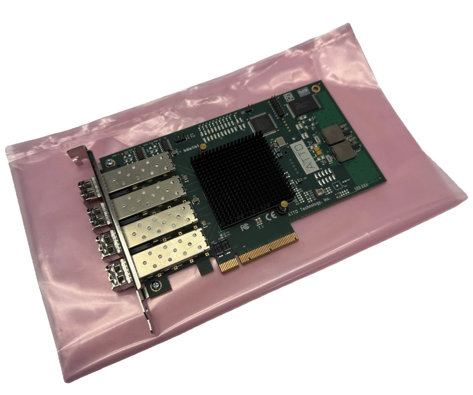 ATTO FC-84EN FC84EN Fiber Fibre Network Adapter 4 Port 8gb PCIe Card w/4 GBICs