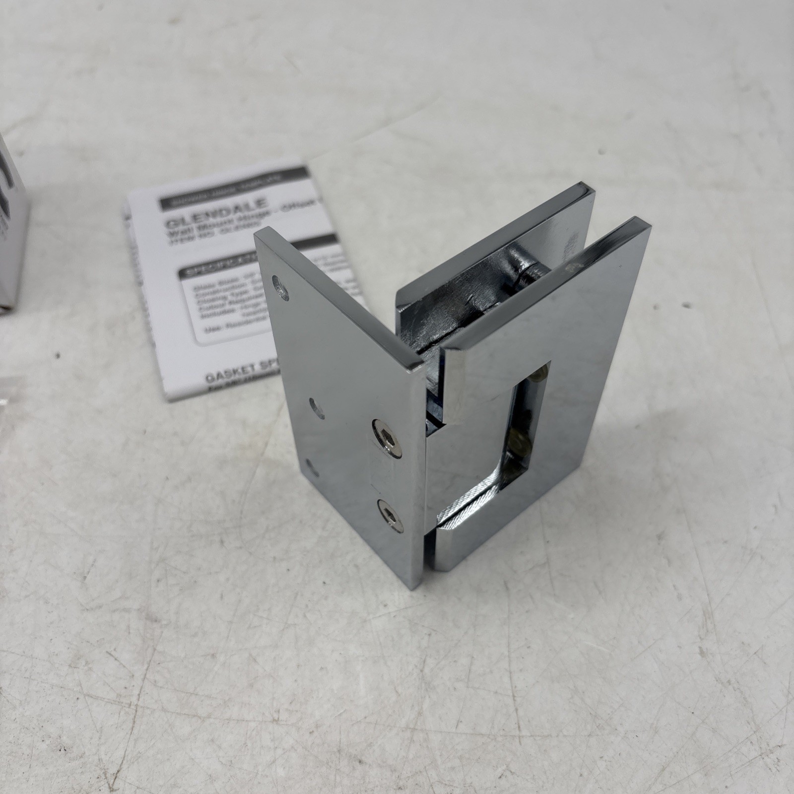 Glendale Adjustable Square Wall Mount Hinge Offset Back Plate Polished Chrome