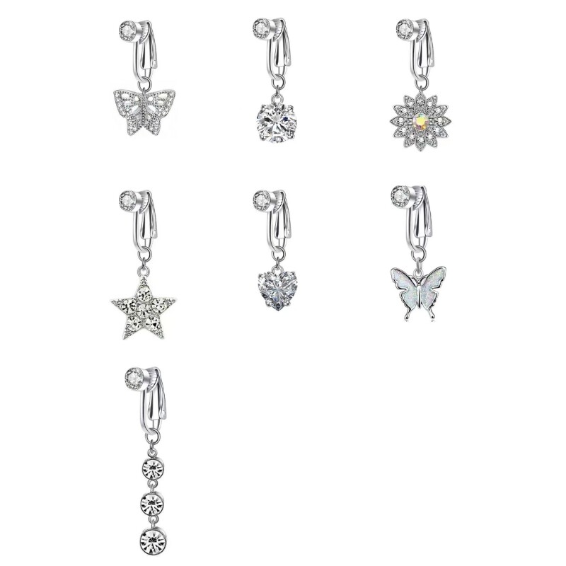 No Piercing Belly Button Clip Adjustable Size Navel Ring Zirconia Women Jewelry