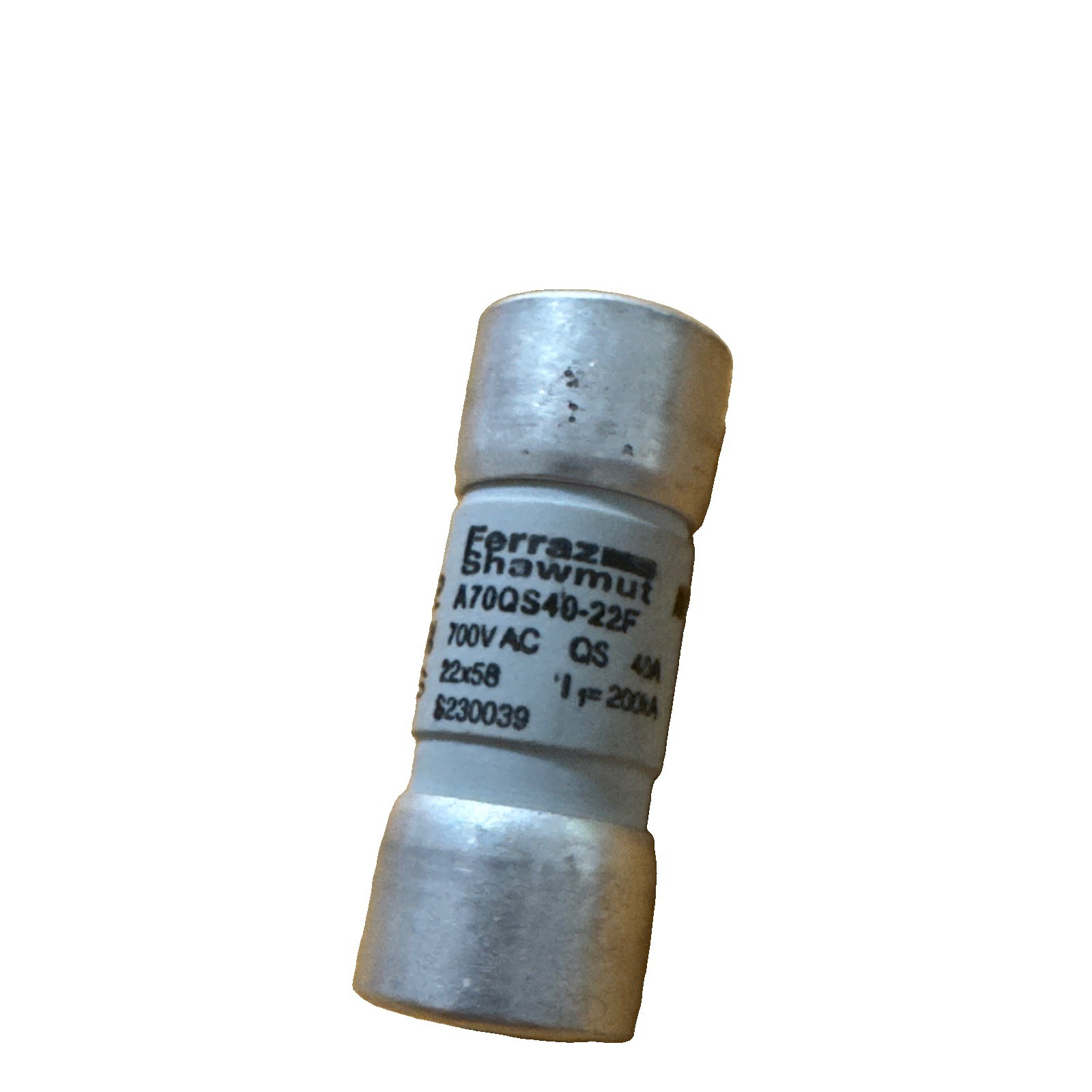 A70QS40-22F Amp-Trap Ceramic French Cylindrical Fuse, 40A, 22mm D x 58mm L