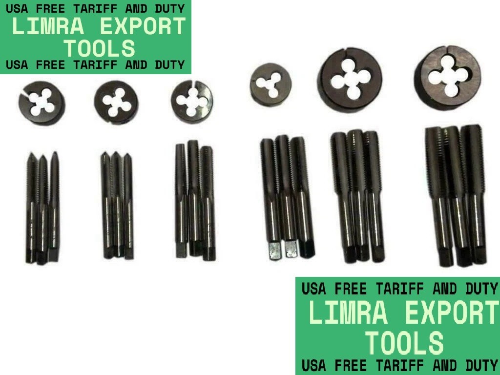 All RIGHT TAP AND DIE SET 3/16 TO 1/2" BSF -6 SIZES BRITISH STANDARD FINE 24 pcs