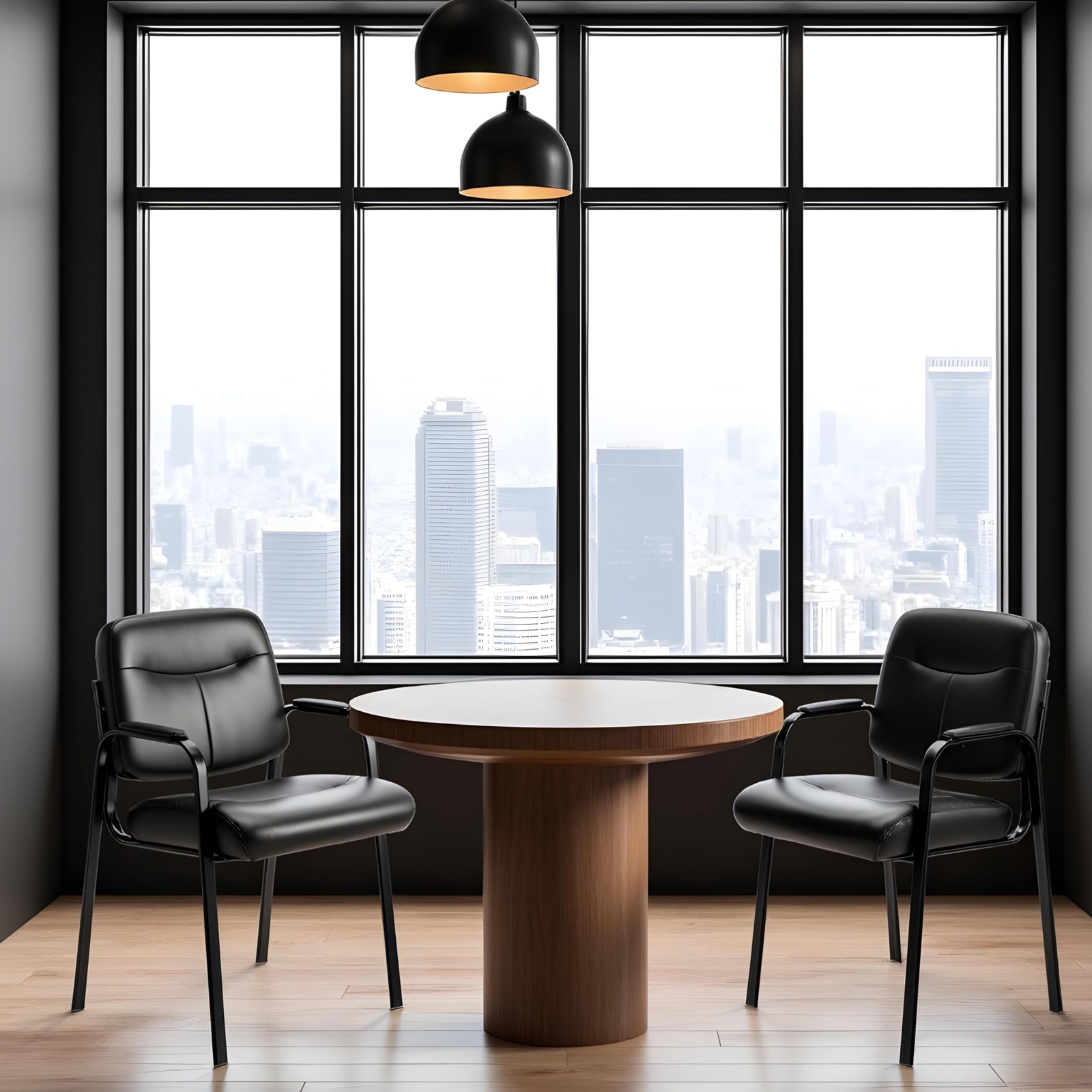 Luxury 2-Pack Leather Reception Chairs for Conference & Lobby Areas