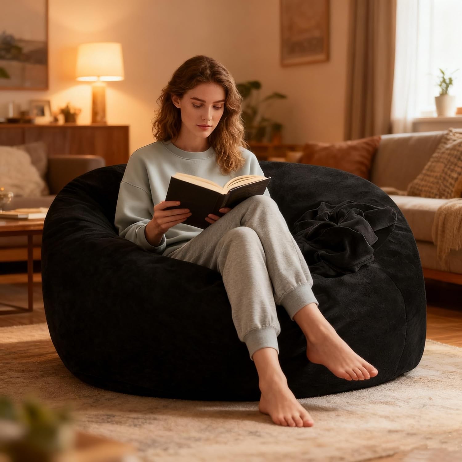 Big Bean Bag Chairs for Adults, Bean Bag with Filler Included, Memory Fo