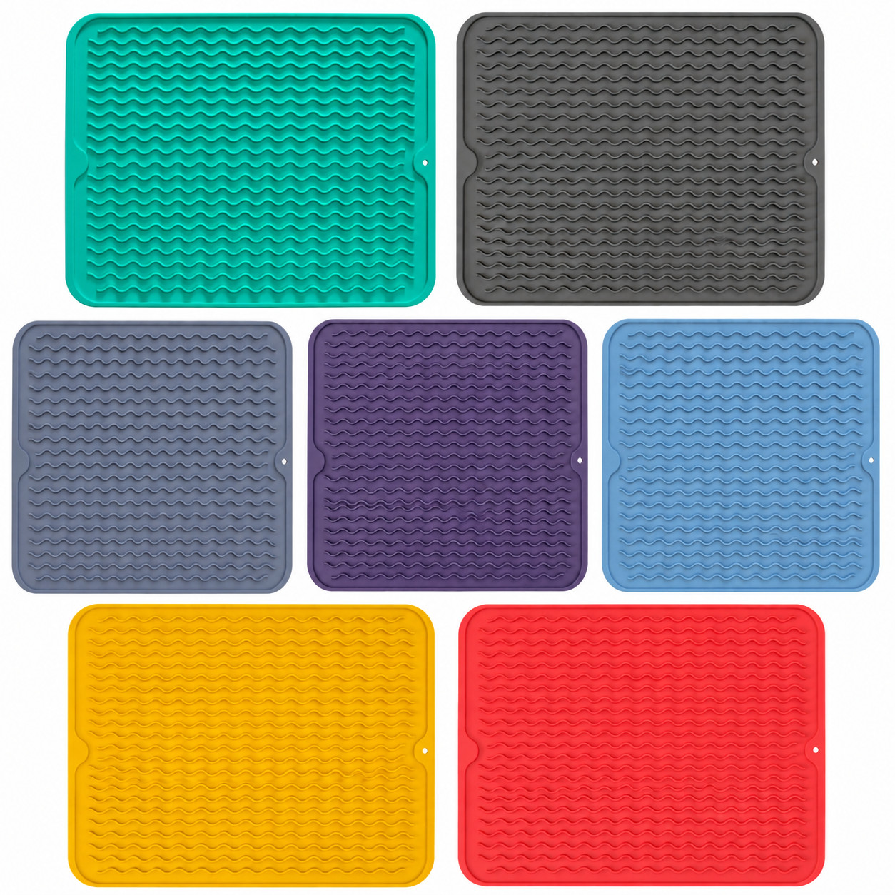 Silicone Dish Drying Mat 16x12 Grooved Drain Rack Heat Resistant BPA Free