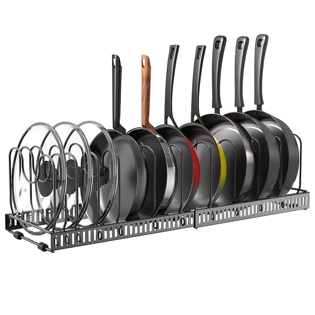 Expandable Pots & Pans Organizer, Pan Rack for Kitchen Countertop & Cabinet, ...