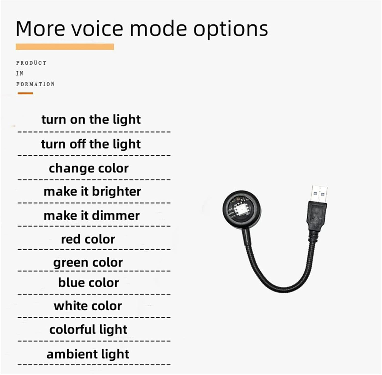 USB Sunset Projection Light, 7 Colors-8 Lighting Modes Voice Control Sunset Lamp