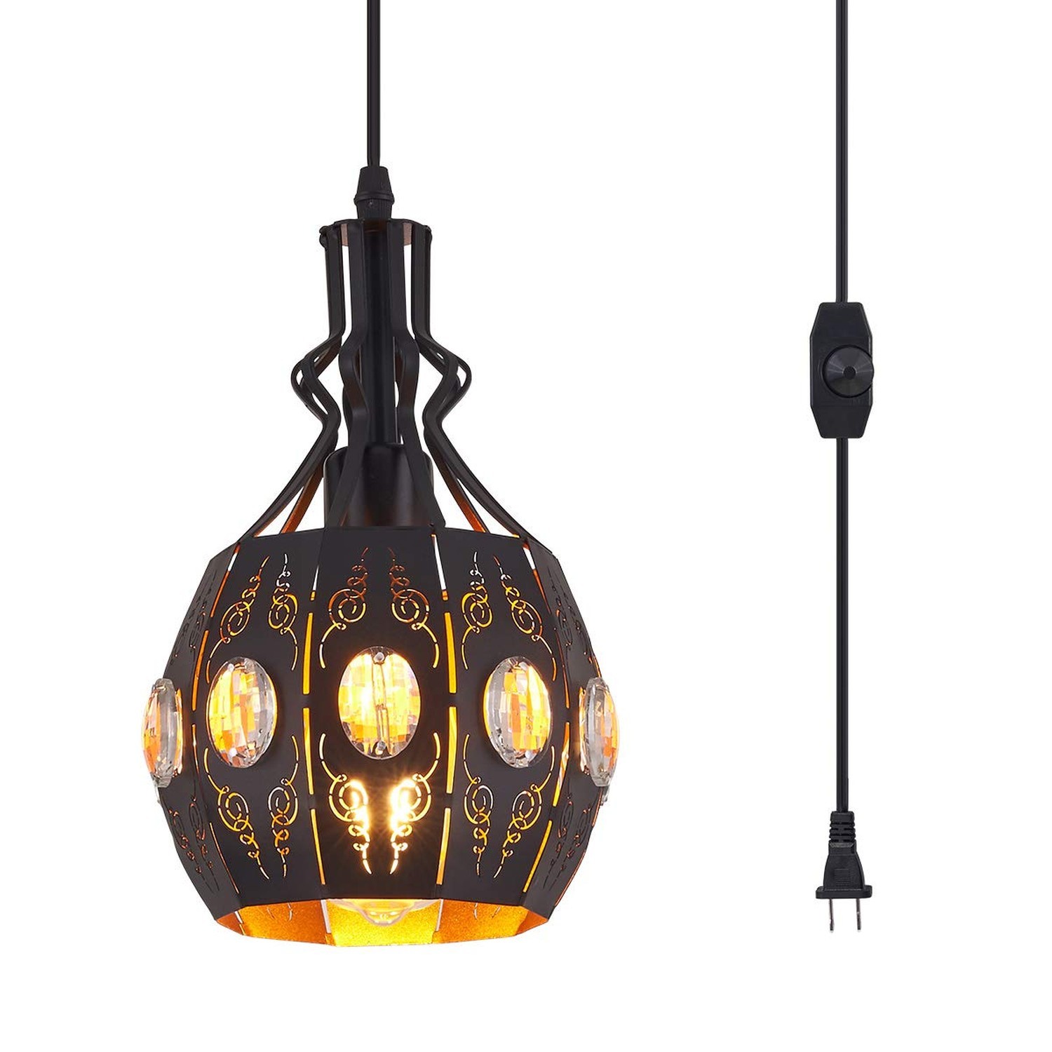 YLONG-ZS Hanging Lamp Swag Lights Plug in Pendant Light,Hanging Lights with P...