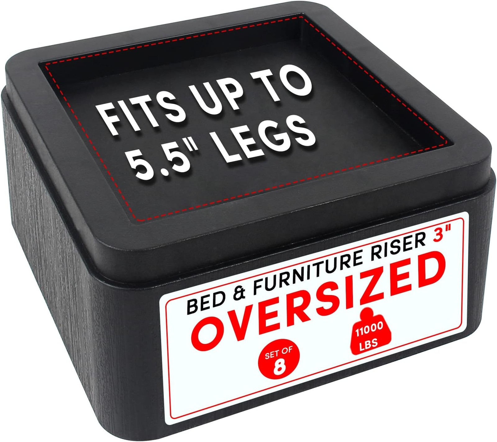 DEDU Oversized Bed Risers Heavy Duty Stackable 8 Pack, Furniture Risers for S...