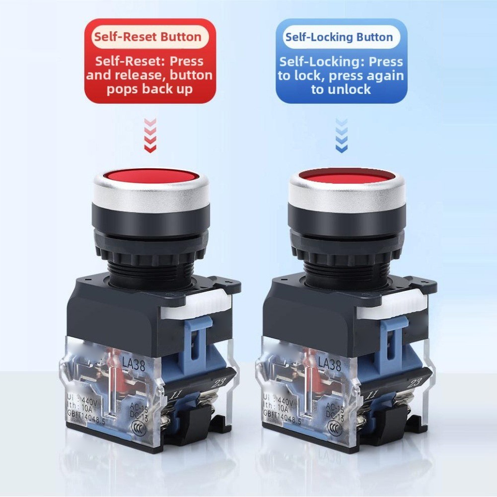 LA3811T Button Switch with High Conductivity Silver Contacts 22mm Hole
