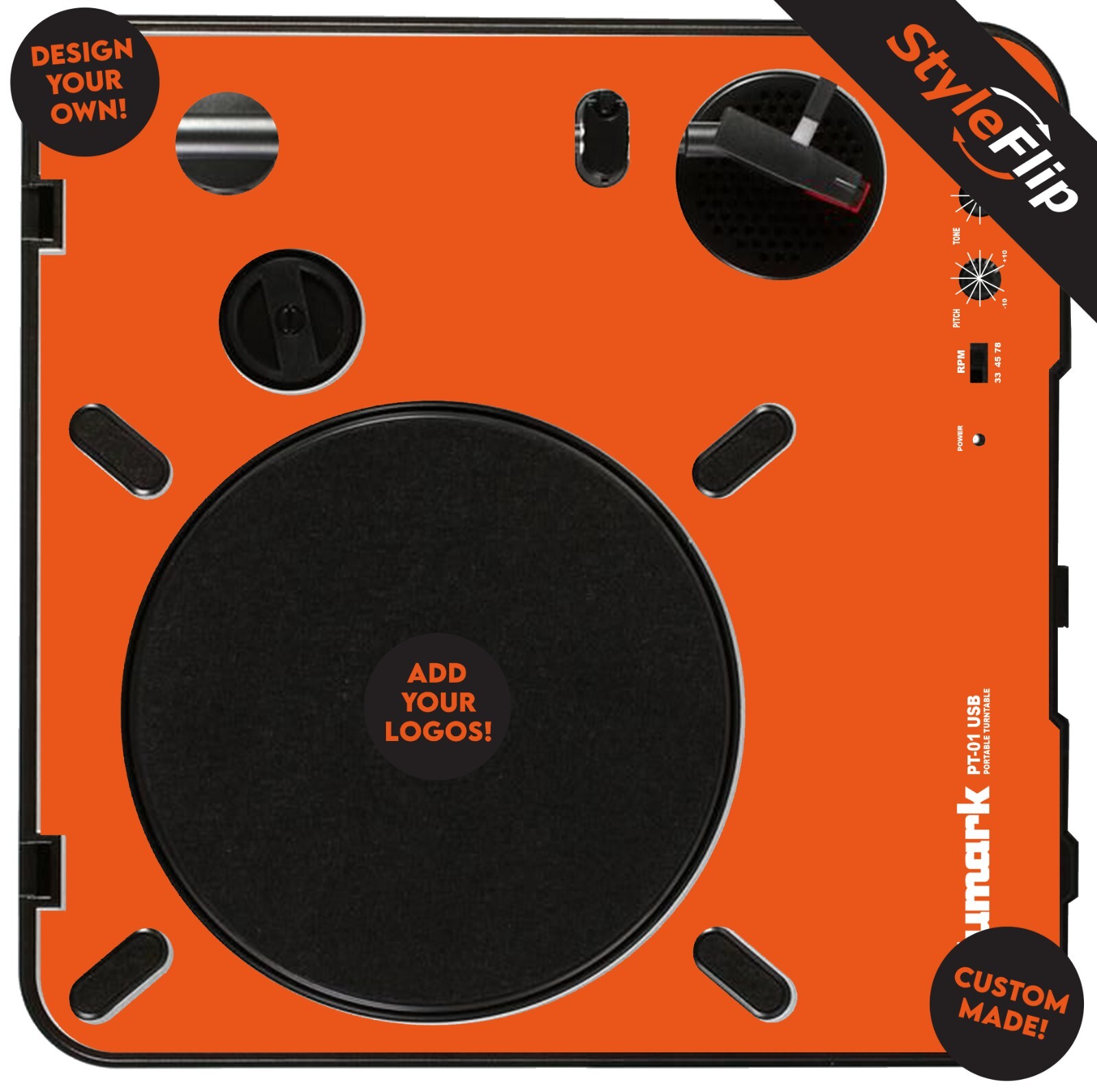 Numark PT01 USB Skin | Custom Skin | Protective Decal | Top Face | StyleFlip