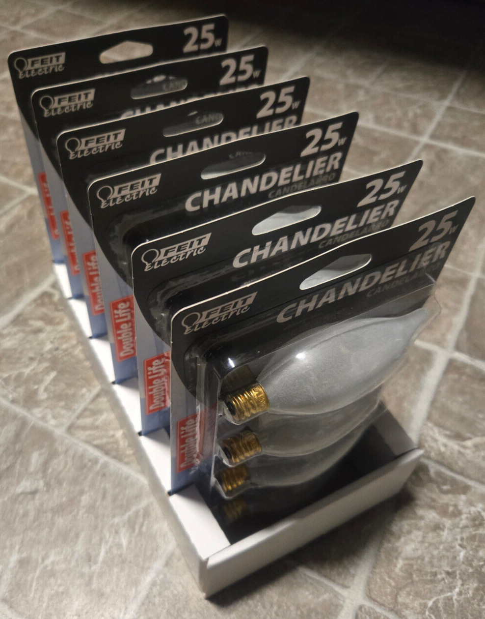 (6pk) FEIT Candelabra E12 Bulbs 25 Watt 4pk Frost Flame Tip Decor Chandelier