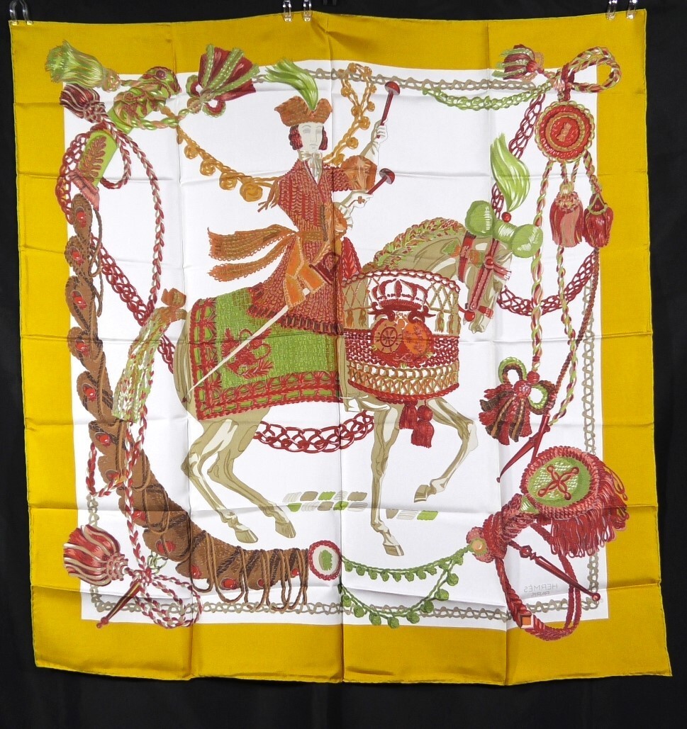 HERMES Large Scarf Carr 90 100 Silk D507
