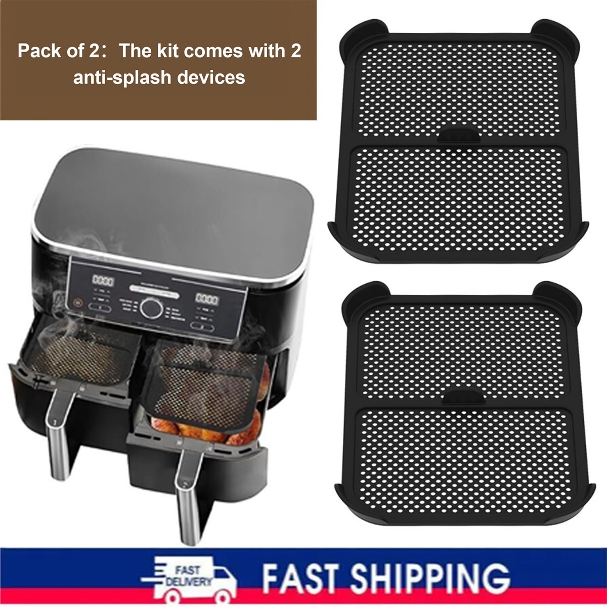 2 PCS Air Fryer Accessories Air Fryer Splatter Guard For Ninja AF400/AF451/DZ401
