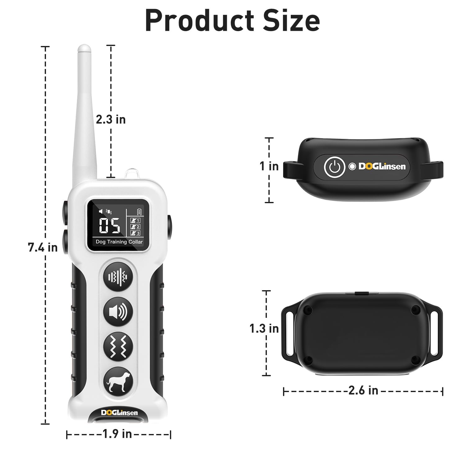 DOGLinsen No Shock Dog Training Collar with Remote 3300ft Range, Vibrating Do...